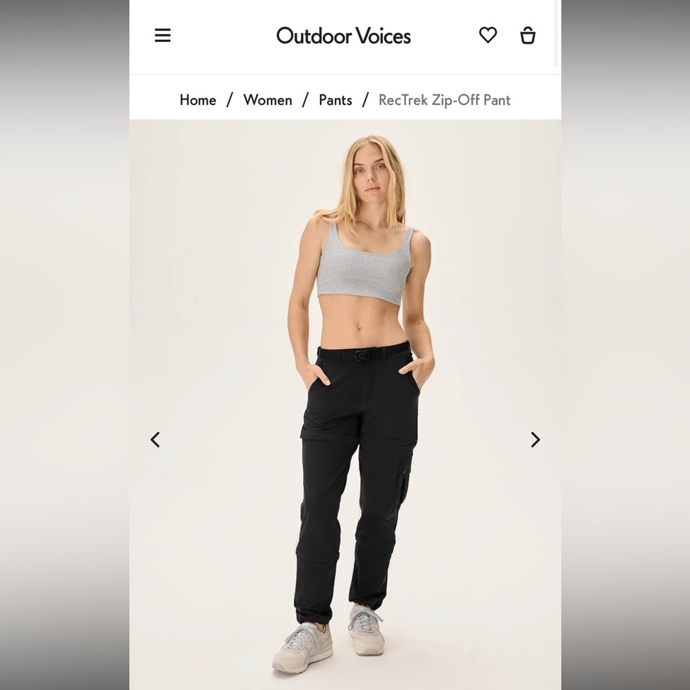 Outdoor Voices Black Zip Off Trek Pants Size Small